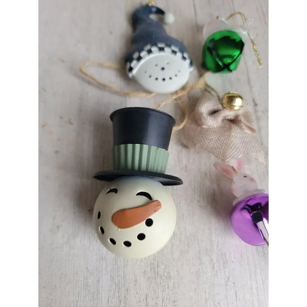 Unique Bell snowman Easter‎ Bunny ornament set